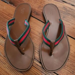 SOLD Authentic Gucci 37.5 thong sandals, traditional colors, women's